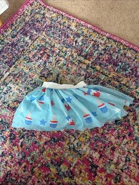 Toddler Girl Tulle Skirt with Stars & Ice Cream Print